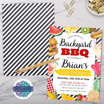 personalized barbeque birthday party invitation for any age or milestone birthday party